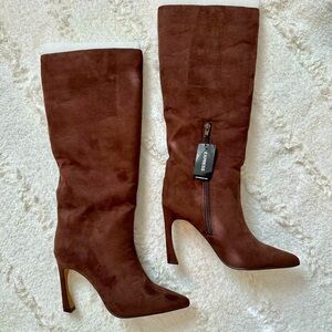 Express Brown Faux Suede Pointed Toe Boots Women’s Size 7